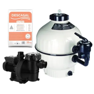 Kit filtrare piscină 8 mc/h — Cantabric D400 + pompă Espa Nox + nisip