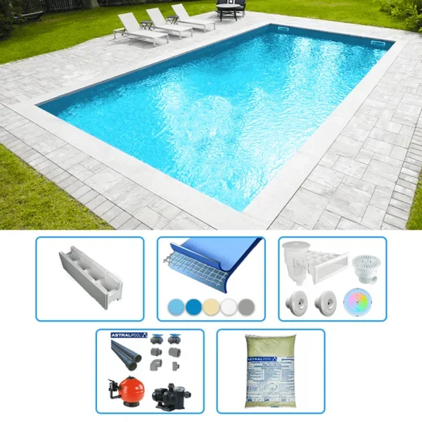 Kit constructie piscina cu cofraj polistiren ISOBLOK 8x4x1.5