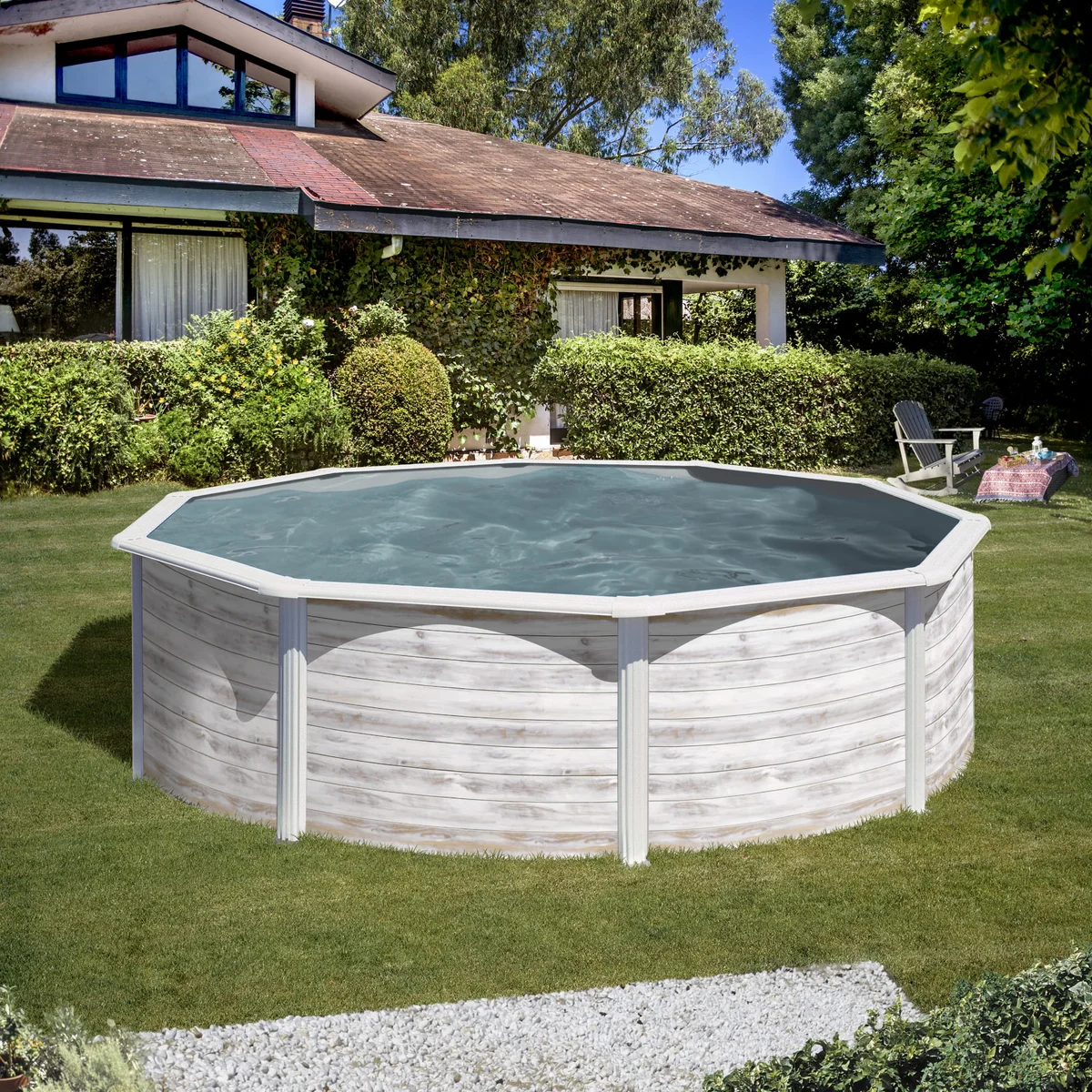 Piscina supraterana prefabricata GRE rotunda 460 x 120cm ALB