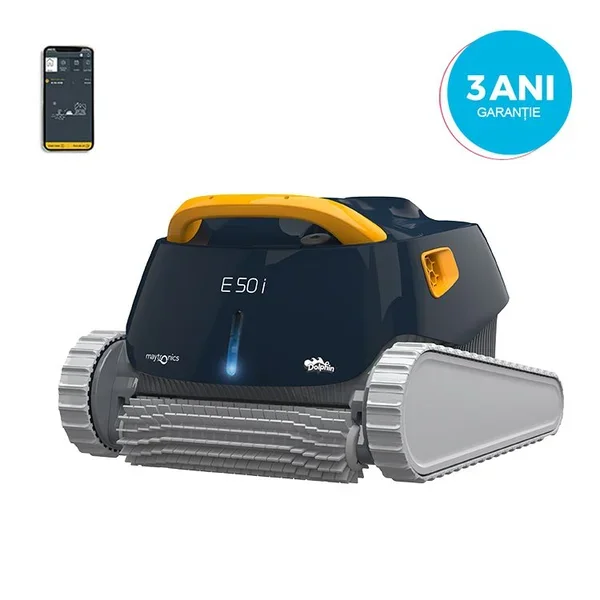 Robot automat curatare piscina, pentru podea, pereti si linia apei, wi-fi, 18 m cablu, lungime piscina max 15 m, E50i - Dolphin Maytronics POOLE50i