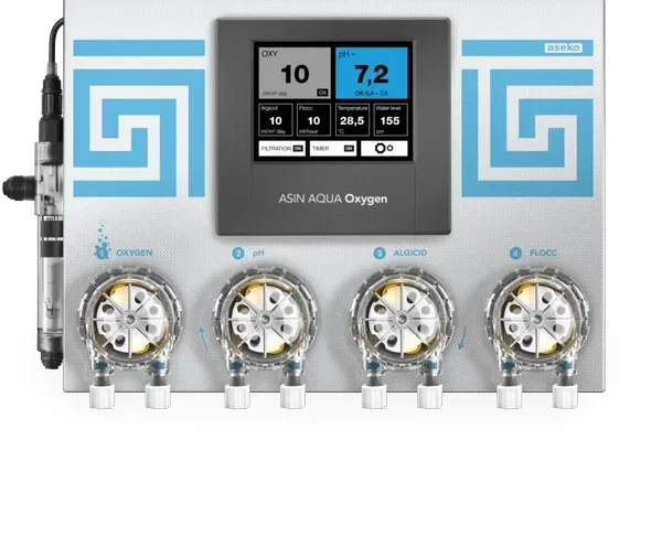 Sistem de dozare si control Oxigen / pH / Algicid / Floculant, digital, Wi-Fi, pentru piscine pana in 250 m3 - Asin Aqua Oxygen